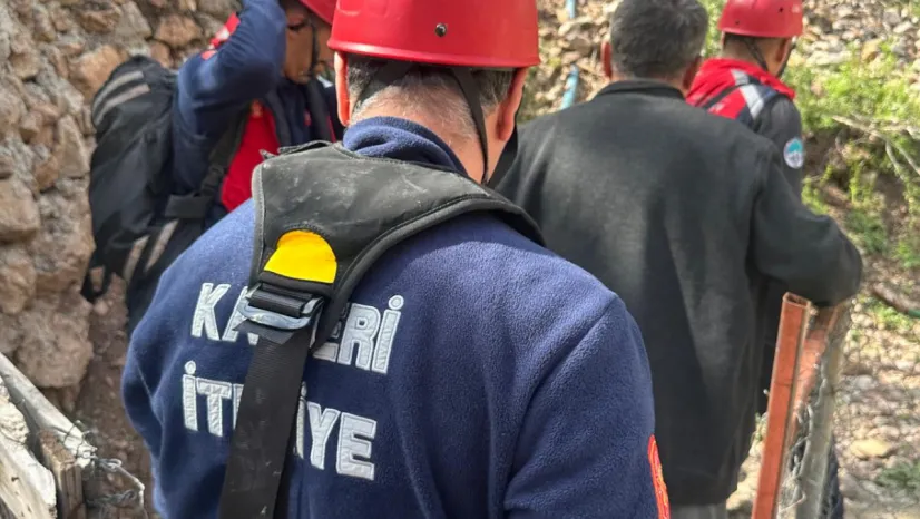 Kayseri İtfaiyesi'nden 4 saatlik 'Keçi Kurtarma Operasyonu'