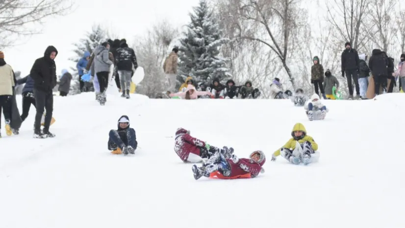 Kızak, tepsi ve naylonla karın tadını çıkardılar