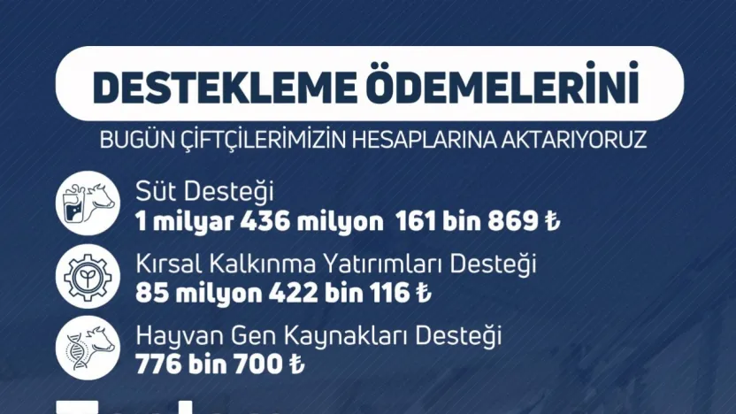1 milyar 522 milyon liralık destek ödemesi bugün hesaplara yatırılacak