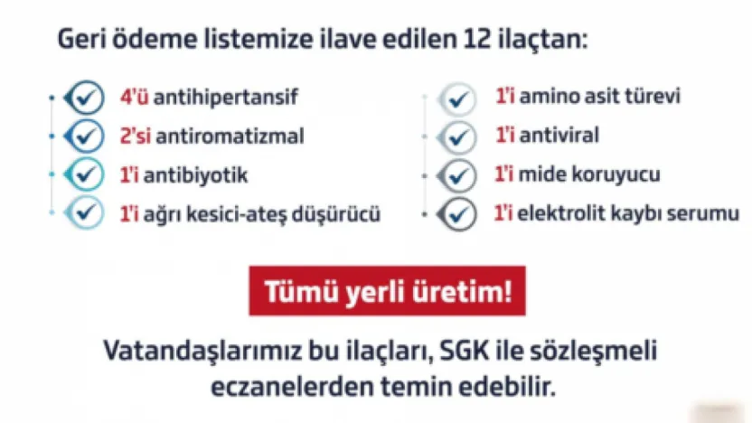 12 yerli üretim ilaç geri ödeme listesine alındı