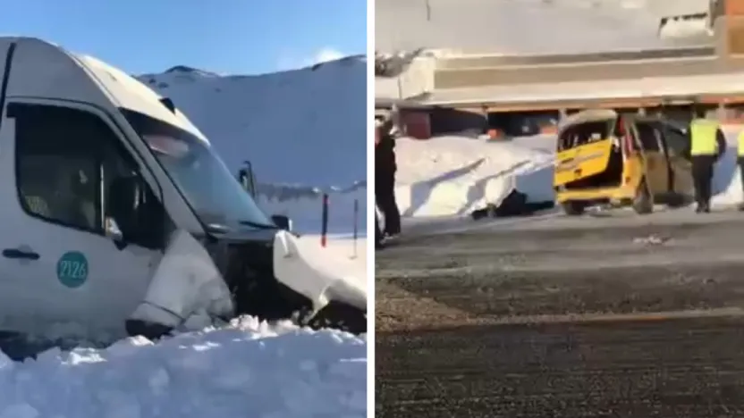Erciyes'te yolcu servisi ile ticari araç çarpıştı 11 yaralı