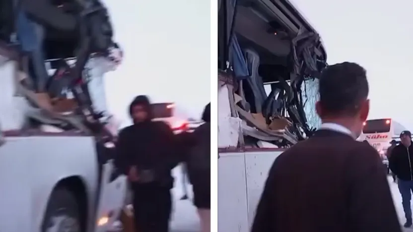 İncesu'da otobüs TIR'a çarptı:  3 yaralı