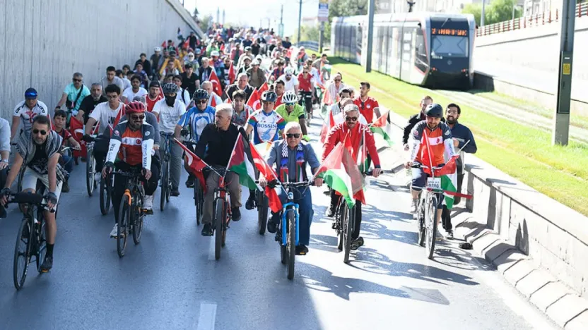 Kayseri'de pedallar Gazze ve Sumud için çevrildi