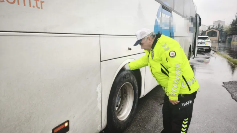 Kış lastiği denetimlerinde 20 araç kontrol edildi