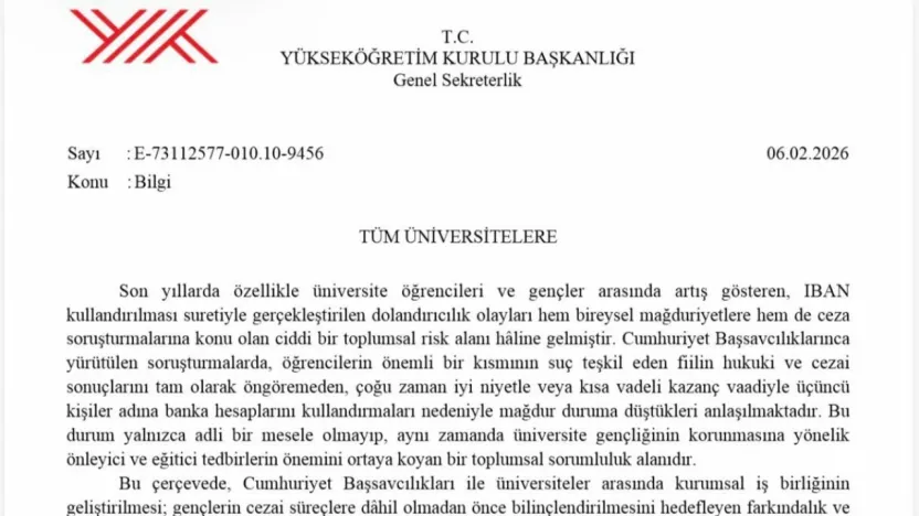 YÖK'ten öğrencilere uyarı: 'İBAN bilgilerinizi kimseye kullandırtmayın'