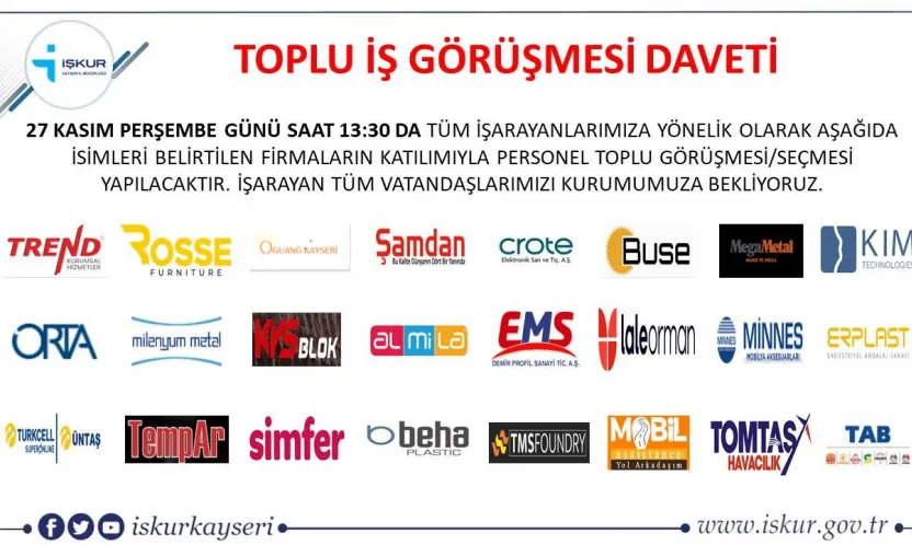 500 kişilik alım için toplu iş görüşmesi gerçekleşecek