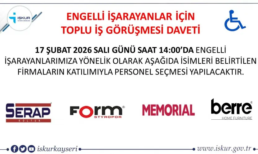 Engelli vatandaşlara yönelik toplu iş görüşmesi gerçekleşecek