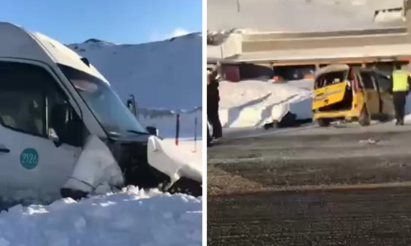 Erciyes'te yolcu servisi ile ticari araç çarpıştı 11 yaralı