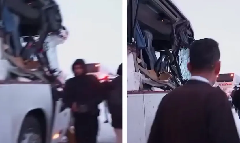 İncesu'da otobüs TIR'a çarptı:  3 yaralı