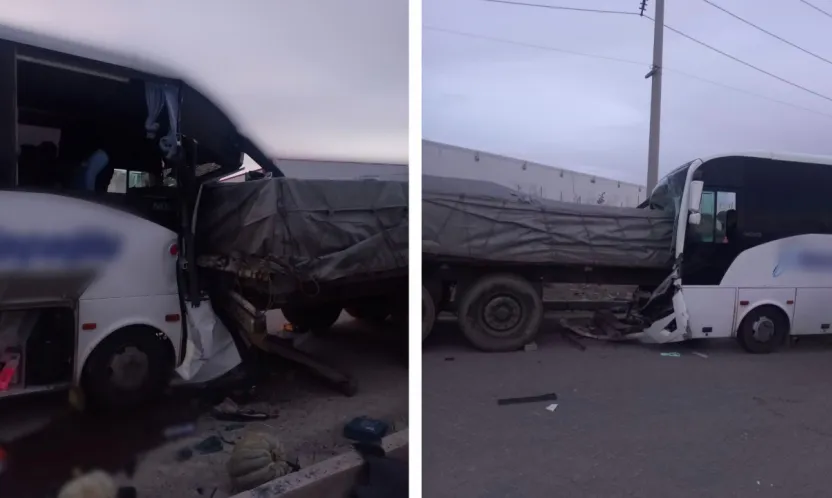 İşçi servisinin TIR'a çarpması sonucu 6 yaralı