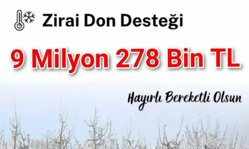 Kayseri'de 9 milyon 278 bin TL zirai don desteği hesaplara yatırıldı
