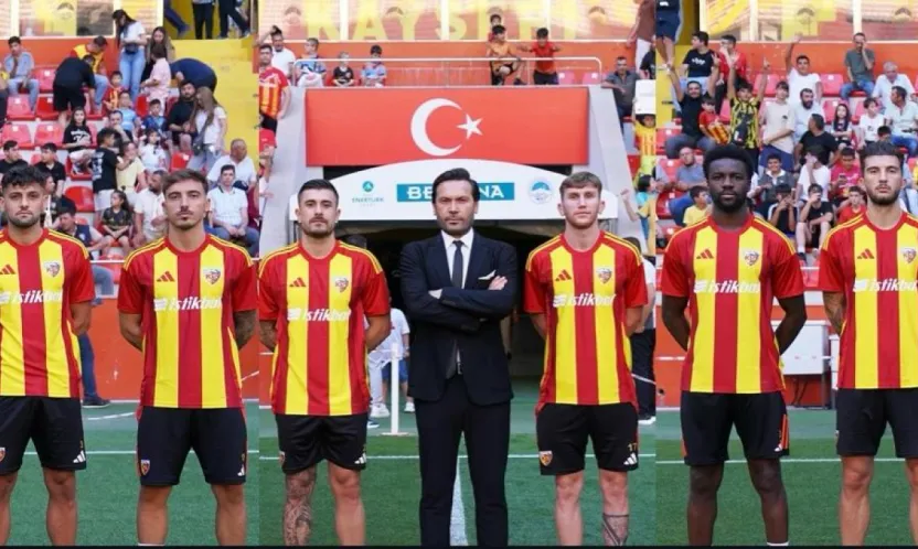 Kayserispor'un yeni transferleri maç öncesi tribünleri selamladı